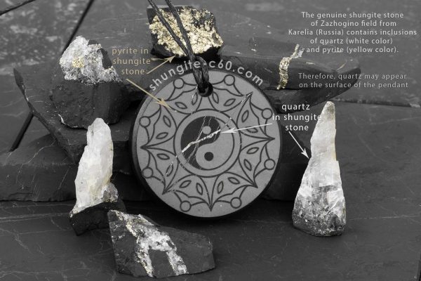 quartz and pyrite in genuine shungite stone products