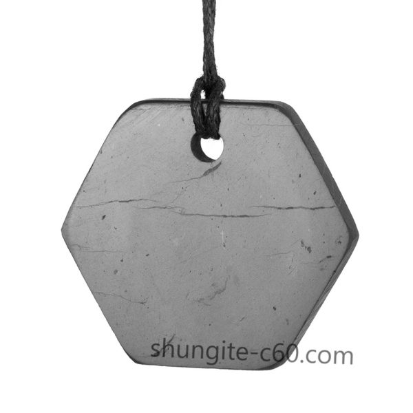 shungite pendant necklace emf protection pendant necklace made of natural stone shungite form hexagon