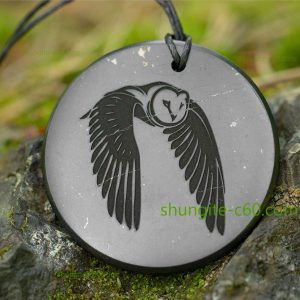 Engraved amulet owl made of shungite