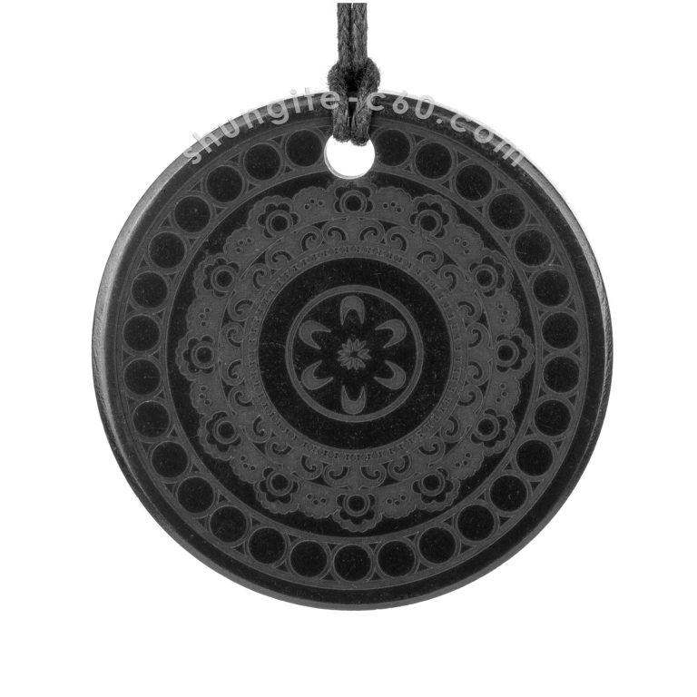 Shungite pendant mandala Communication engraved