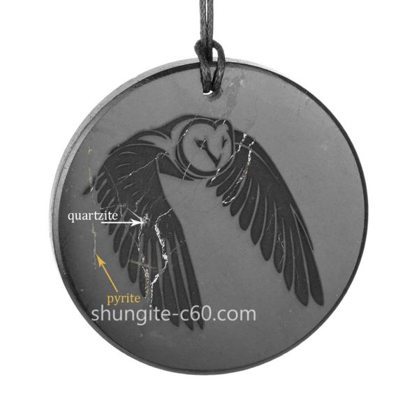 shungite necklace night owl with quartz and pyrite inclusions