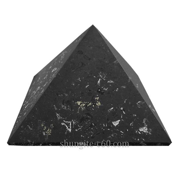 shungite stone and quartz unpolished pyramid