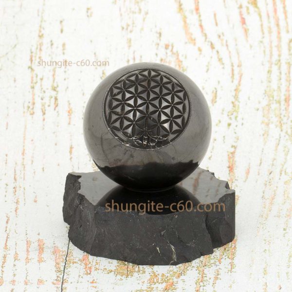 black sphere shungite engraved