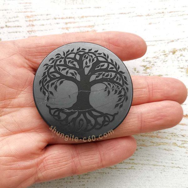 shungite engraved circle for emf diameter 5 cm