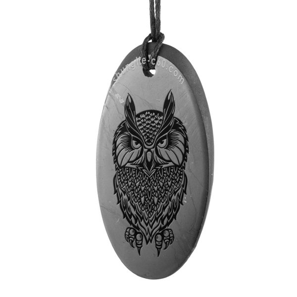 Shungite engraved Owl pendants