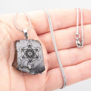 metatron crystal necklace on person