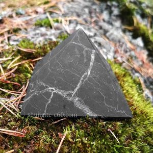 natural black shungite pyramid unpolished