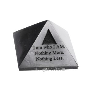 black stone pyramid engraved affirmation front view