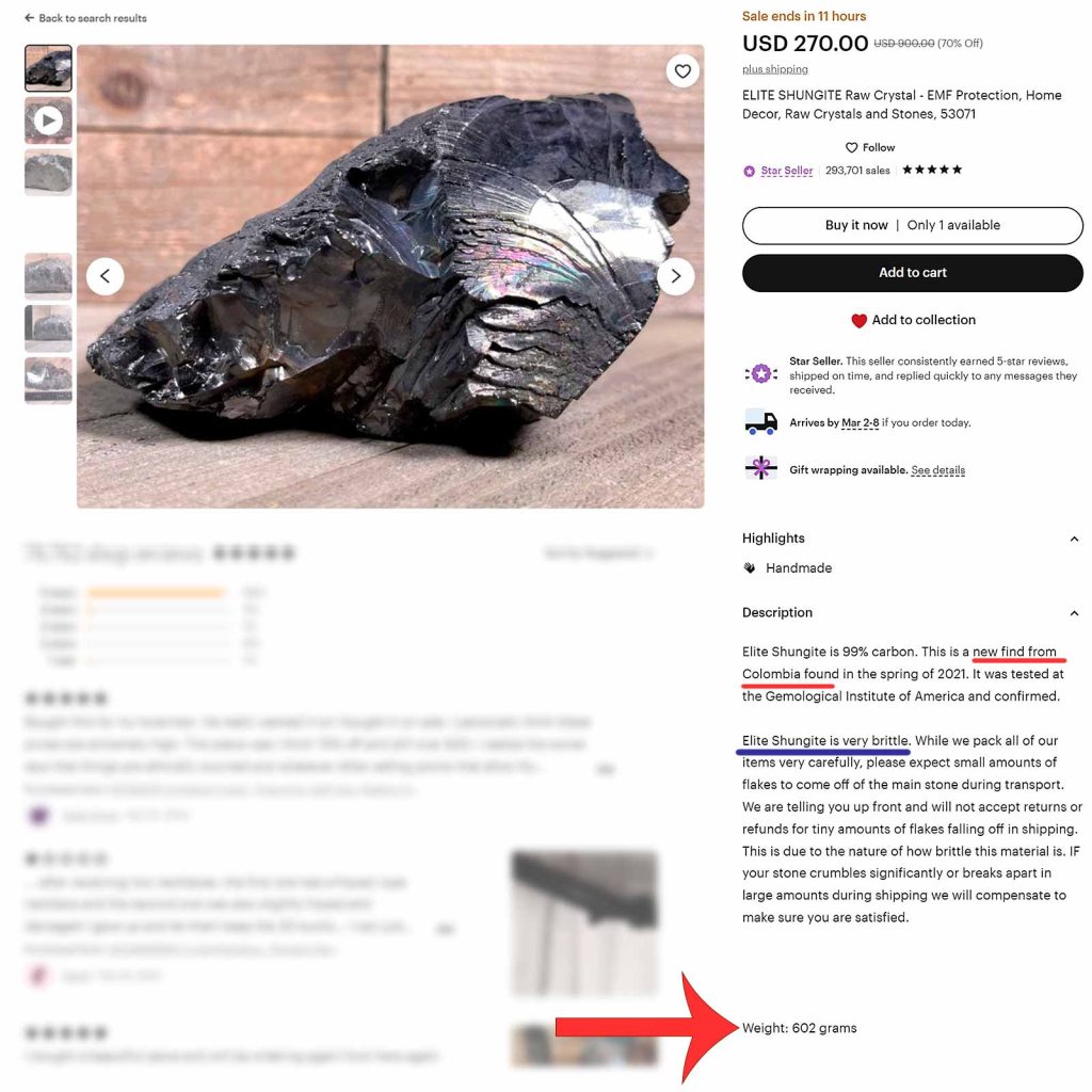 Samples of allegedly fake shungite from Colombia are very brittle