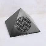 engraved pyramid flower of life 10cm front view