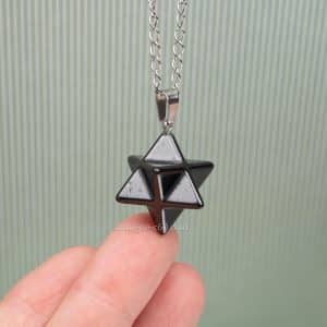 Hand-carved star pendant with chain