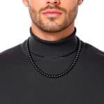 man with black shungite stone beaded necklace