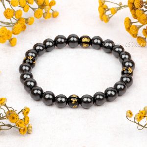 feng shui bracelet with shungite and tibetan mantra beads